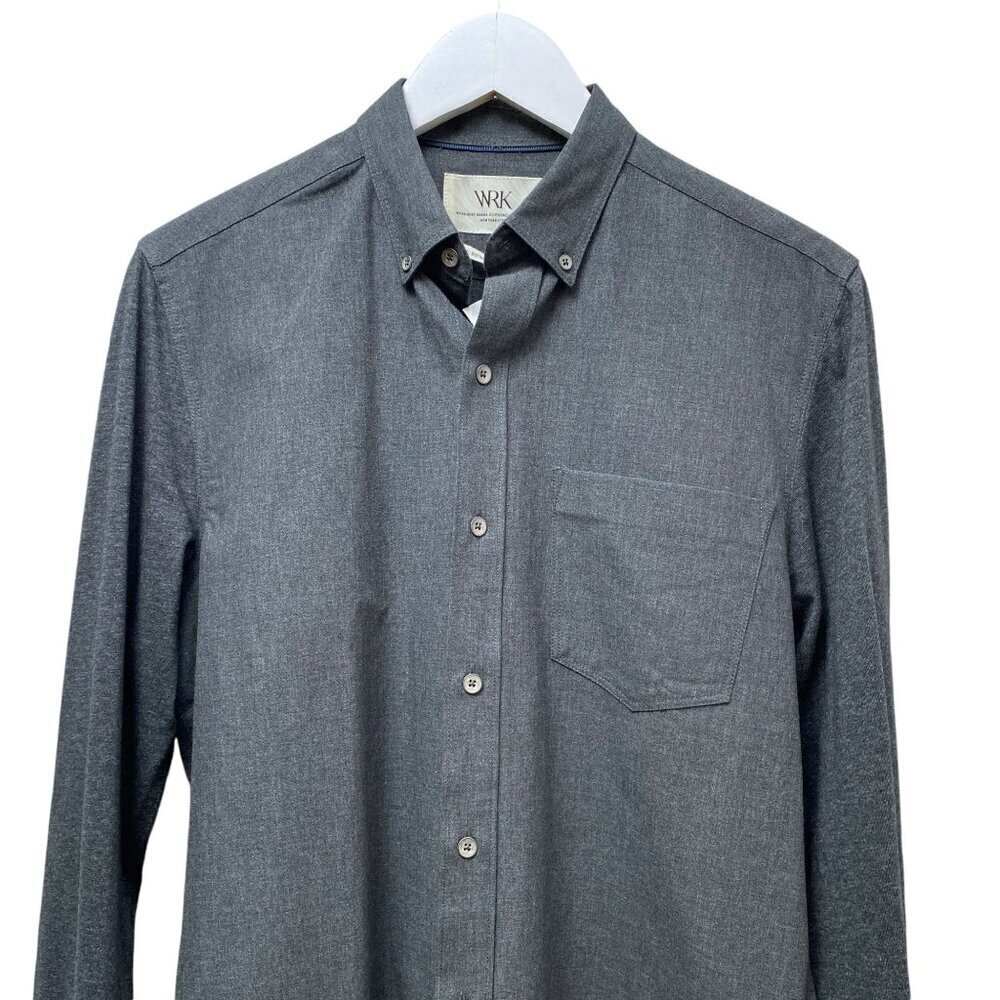 WRK Mens Reworked Shirt Small Modern Long Sleeve Button up Gray Cotton NEW